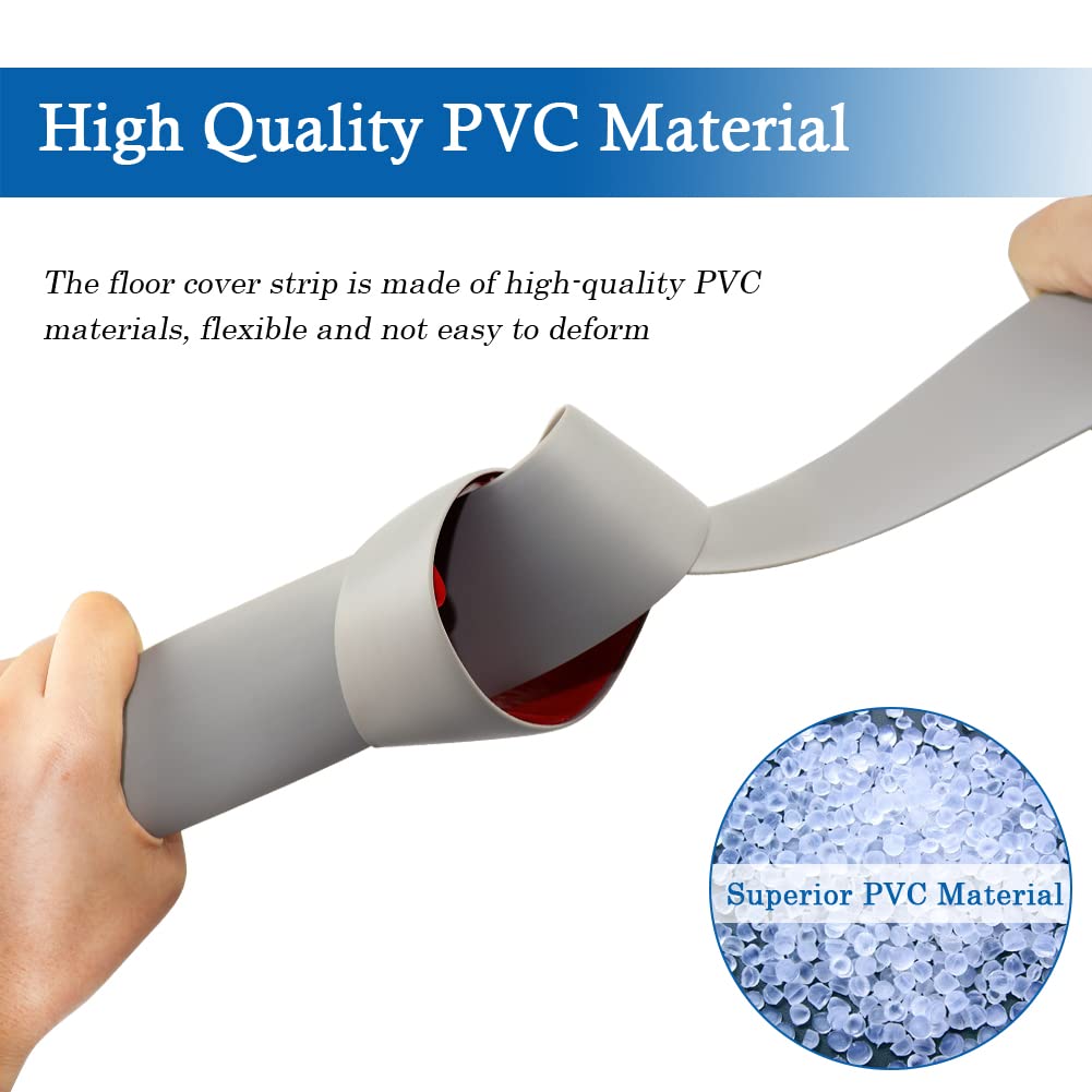 Floor Transition Strip Self Adhesive Floor Cover Strips Laminate 3" Wide Vinyl Flat Divider Transitions (7.5cm, 6.56Ft, Gray)