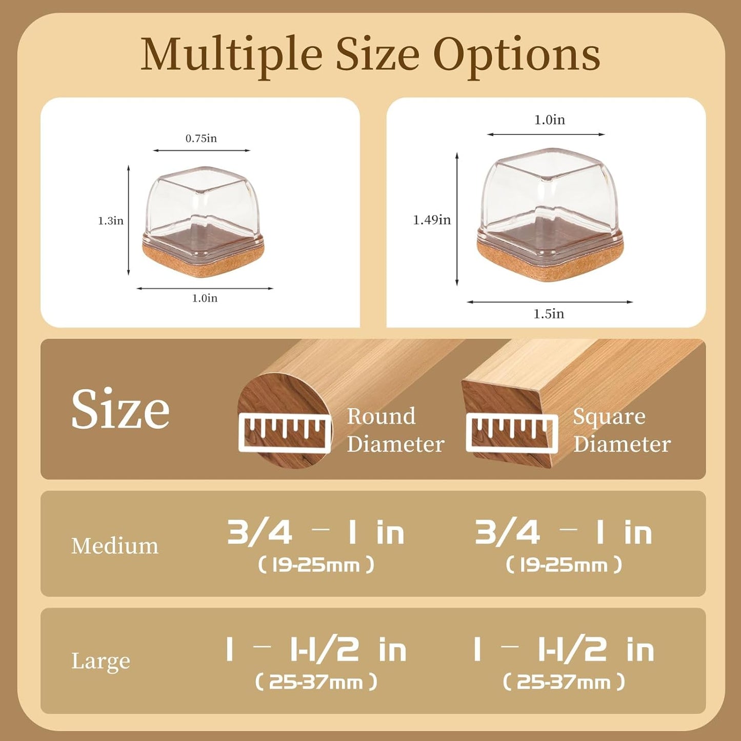 Square Chair Leg Floor Protectors Large 24Pcs,Silicone Chair Leg Protectors for Hardwood Floors/Tiles,Clear 360°Wrapped Felt Bottom to Prevent Scratch and Reduce Noise