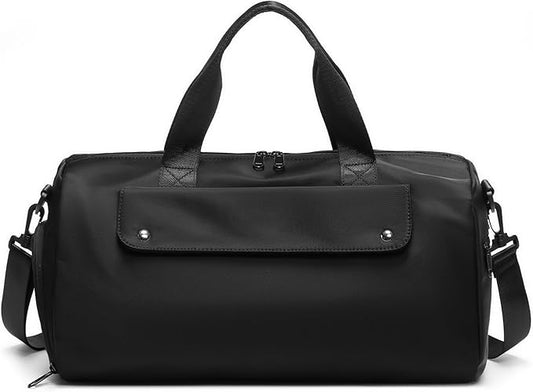 Small Gym Bag, Black Waterproof Duffle Bag for Men Women, Cordura Workout Bag with Trolley Sleeve, Duffle Bag for Travel, Sports, Fitness, Training, Yoga, Hospital