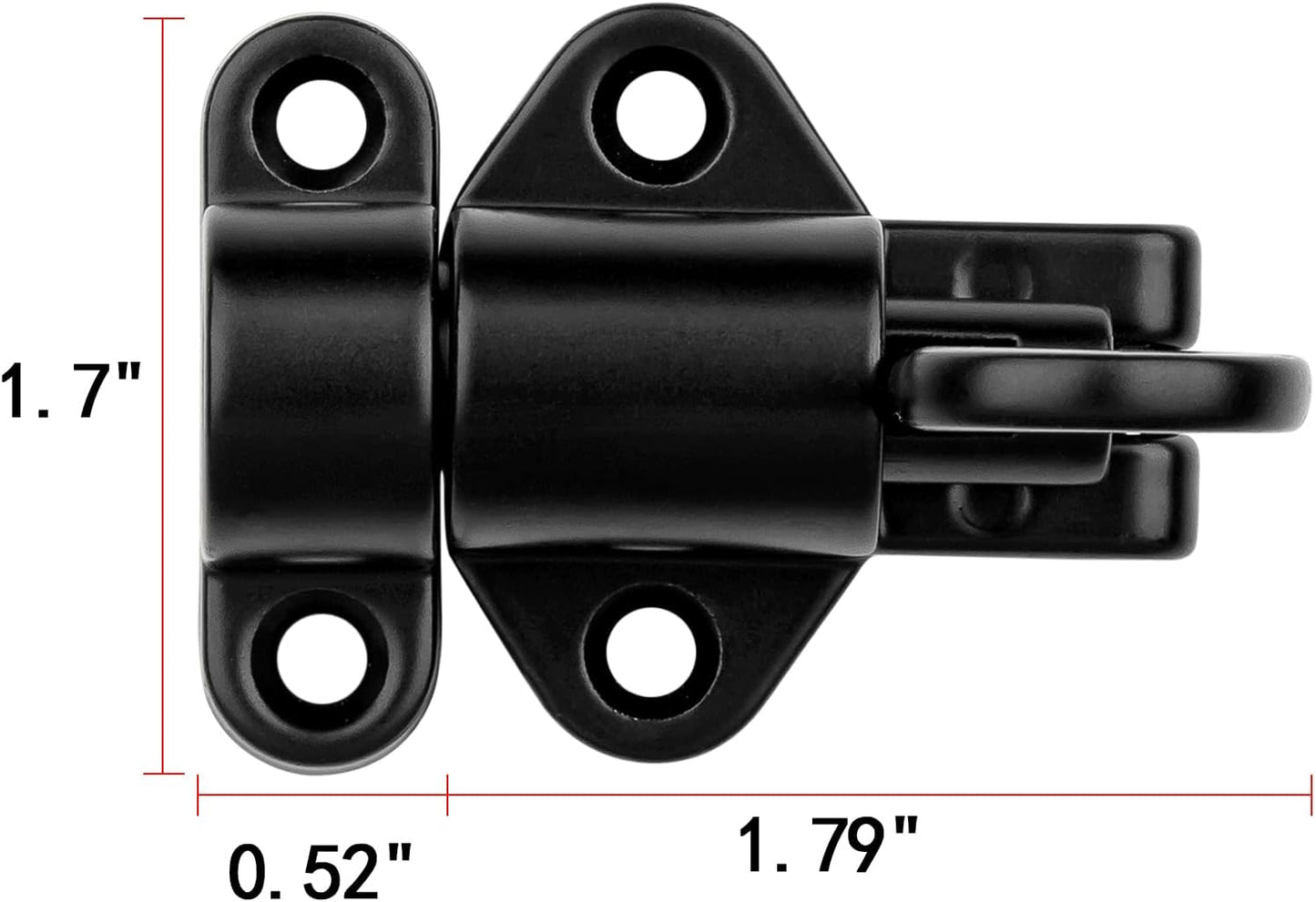 5 Packs Self-Closing Latches，Black Spring Door Lock，Resilient Bolt Latch Aluminum Alloy Safety Automatic Spring Barrel Slide Door Lock with Screws,Used for Gate,Window and Cabinet etc