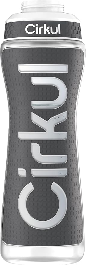 Cirkul 22oz. Gray Plastic Grip Squeeze Water Bottle & Sport Lid, BPA-Free, Non-Slip Design for Gym, Biking & Sports