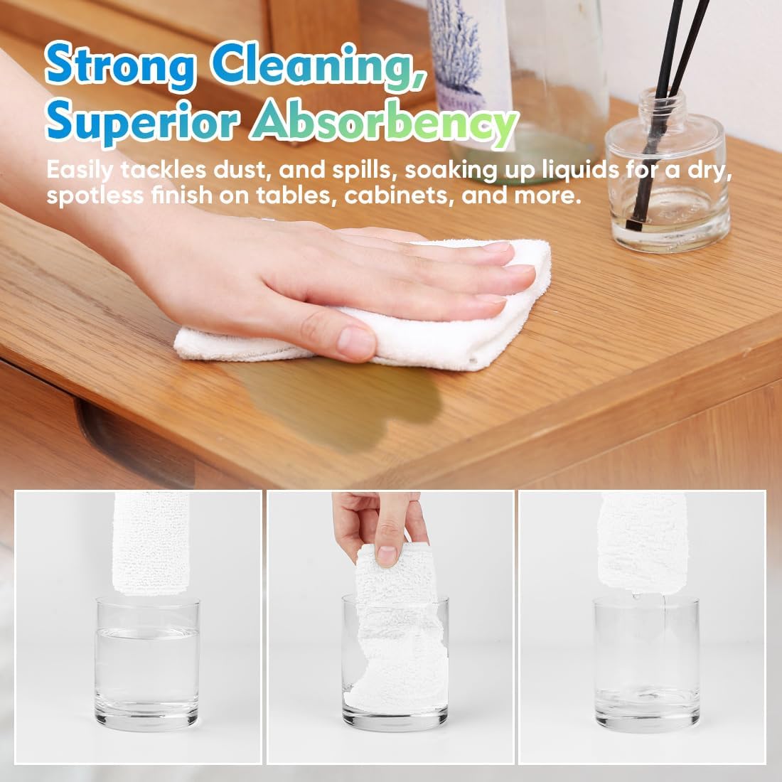 HOMEXCEL Microfiber Cleaning Cloth 6 Pack 12.5 x 12.5 inch Microfiber Towels for Cars Ultra Absorbent Car Washing Cloth Lint Free Streak Free Cleaning Rags for Car Kitchen Window White