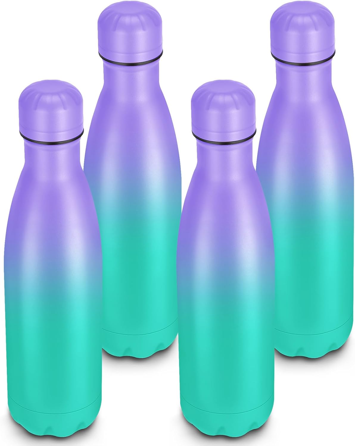 17oz Cola-Bottle Shaped Stainless Steel Leak-proof Water Bottle,Double Wall Vacuum Insulated Metal,Travel Mug For Sports Indoors & Outdoors,BPA-Free Kids Flasks,Purple Green(4Pack)