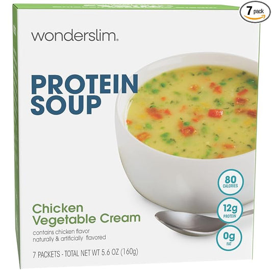 WonderSlim Protein Soup, Chicken & Vegetable Cream, 12g Protein, No Fat (7ct)