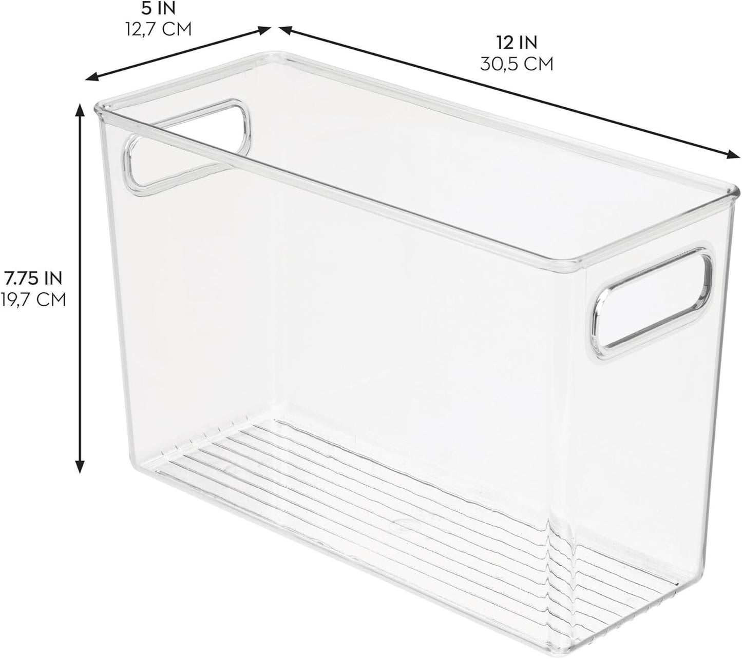 iDesign Tall Plastic Storage Bin with Handles for Fridge or Freezer - Set of 2 - Clear - Made in USA