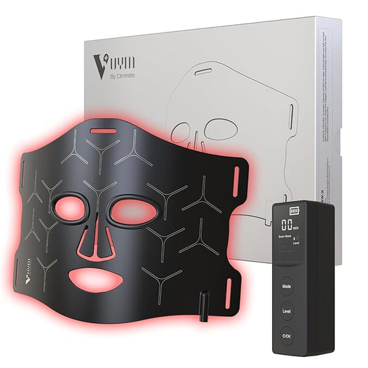 VYM Infrared Light Therapy Mask: High Energy Skincare Device for Glowing Skin – Ultra-Thin 1.8mm 4.6oz, 830nm 633nm 590nm, Cordless Red Light Therapy for Face Luxury Gift - Black Windmill