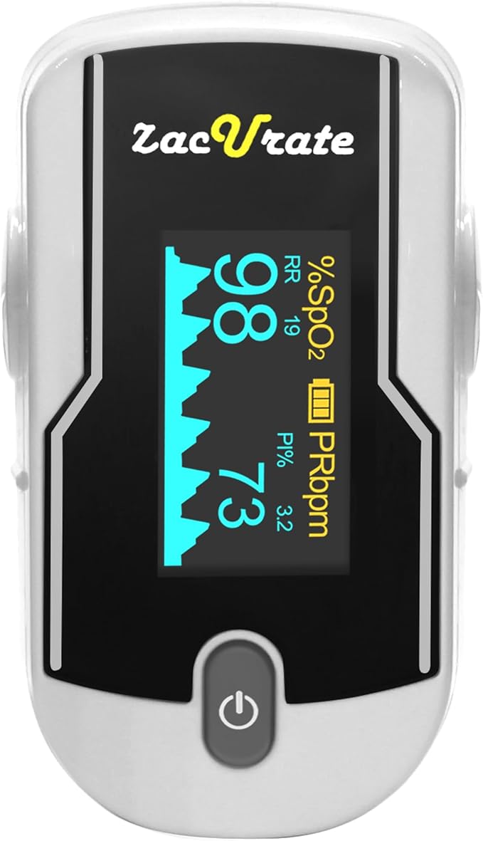 Zacurate FSA/HSA Eligible 500E-B Wireless Bluetooth Fingertip Blood Pulse Oximeter Monitor with FREE App, SpO2, Heart Rate, Plethysmograph, and Perfusion Index Finger Oxygen Sensor Meter