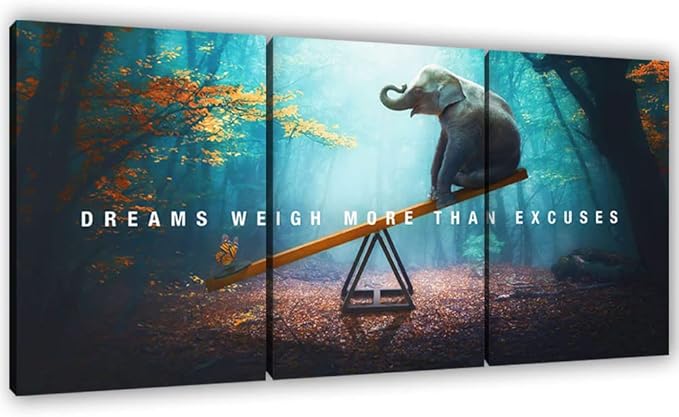 Yetaryy Motivational Poster Inspirational Wall Art 3 Pieces Canvas Painting Lion Artwork for Living Room Office Modern Home Decor Prints Pictures Wall Decor Framed Ready to Hang [60''Wx 28''H]