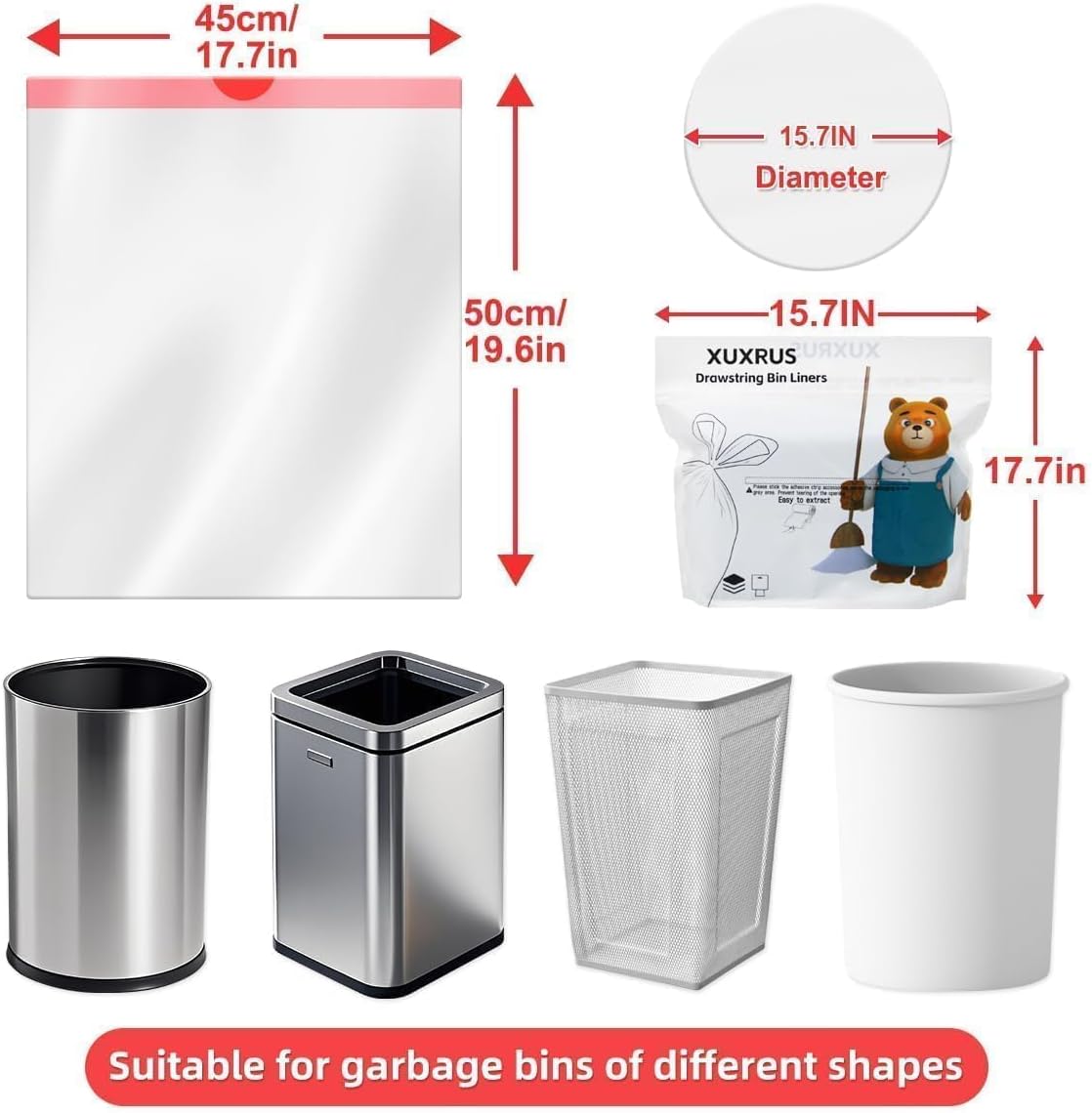 3 Gallon Trash bag Small White Drawstring Trash Bags, Tear-Free Heavy Duty Garbage Bags, Leak-Proof & Odor Blocking Small Garbage Liners for Kitchen, Bathroom, Multi-Purpose Use 60 Count by XUXRUS