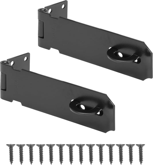 5" Door Padlock Safety Hasp Latch 2 Pcs, Door Hasp Clasp Lock Gate Shed Hasp Latch Lock for Door WindowCabinet Pet Cage Toolbox Shed Fence, 304 Stainless Steel, Matte Black Finish