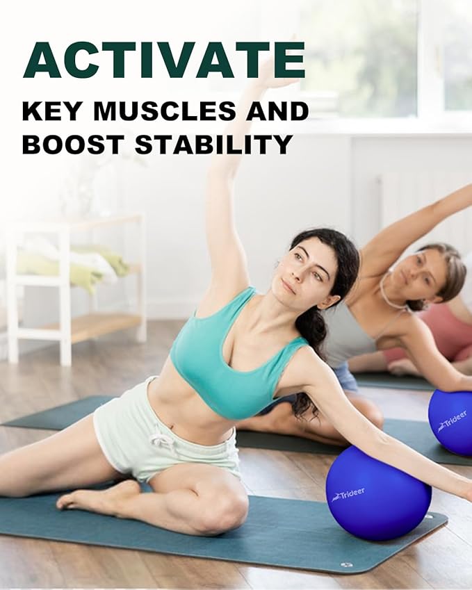 Trideer Pilates Ball 9 Inch, Small Exercise Ball with Exercise Guide for Yoga, Core Training, Physical Therapy, Balance, Stability, Stretching