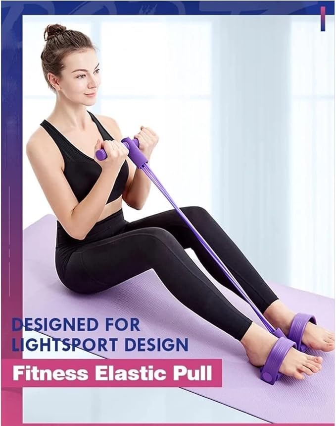 21 Fitness Resistance Bands - 4 Tube Pedal Ankle Puller, Yoga Handle Bands Exerciser Multifunction Trainer Tension Rope for Body, Abdomen, Waist, Arm, Tummy Exercise Stretching Training ( Color : Ash