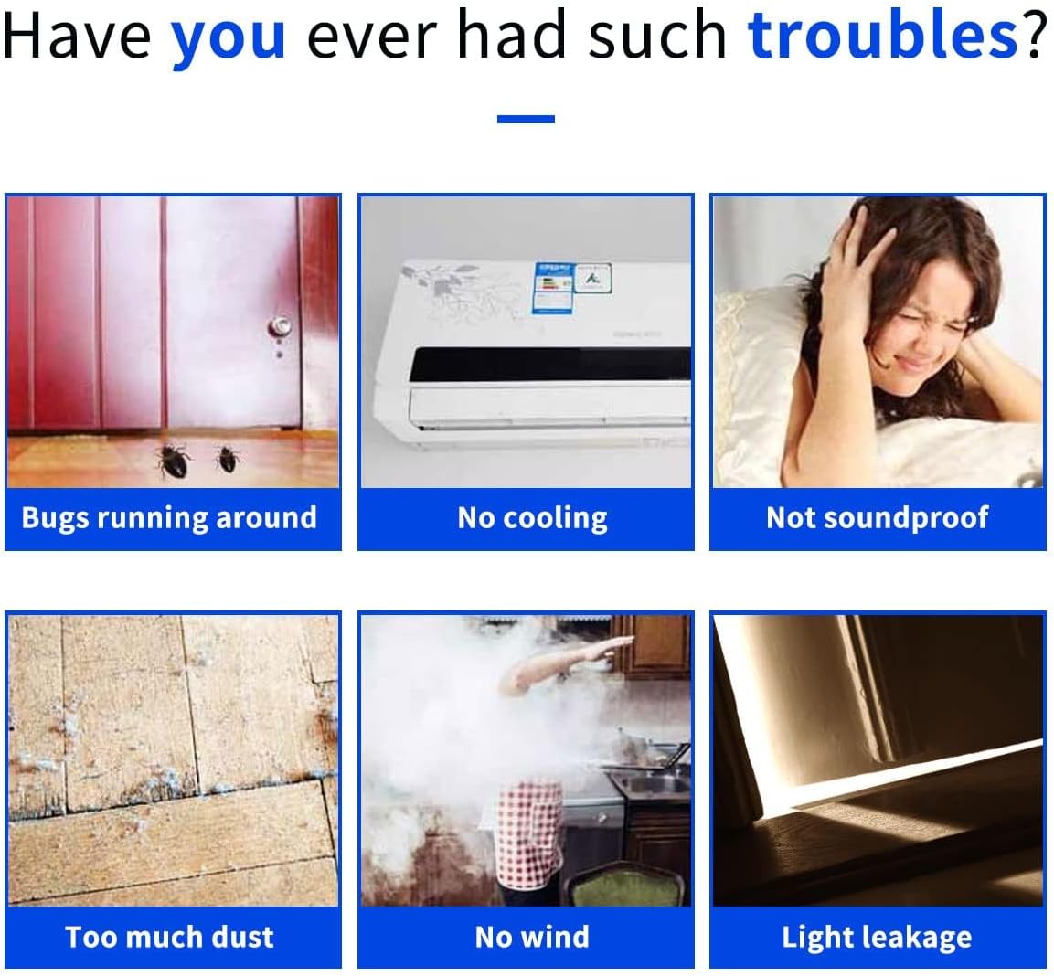 Door Draft Stopper, Strong Adhesive Door Sweep for Exterior and Interior Doors, 39” Length Cuttable Under Door Seal. (White, 2 Pack)