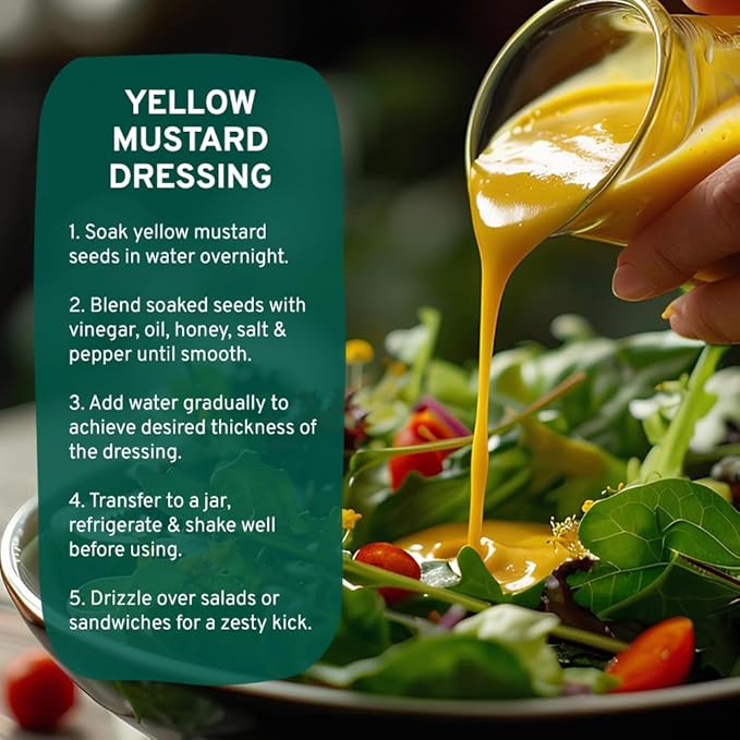 HANDPICK Yellow Mustard Seed (397g/14oz) Non GMO, Gluten Free, 100% Raw, Sourced from India, For Cooking, Pickles, Packed in Resealable Ziplock Pouch