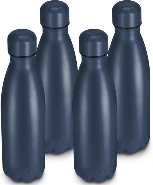 25oz Cola-Bottle Shaped Stainless Steel Leak-proof Water Bottle,Double Wall Vacuum Insulated Metal,Travel Mug For Sports Indoors & Outdoors,BPA-Free School Kids Flasks,Navy(4 Pack)