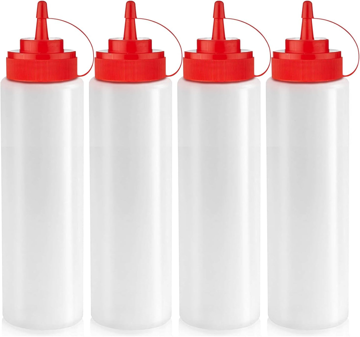 Norcalway 24 oz Condiment Squeeze Bottles for Sauces - Leak Proof - 4 Pack (XL)