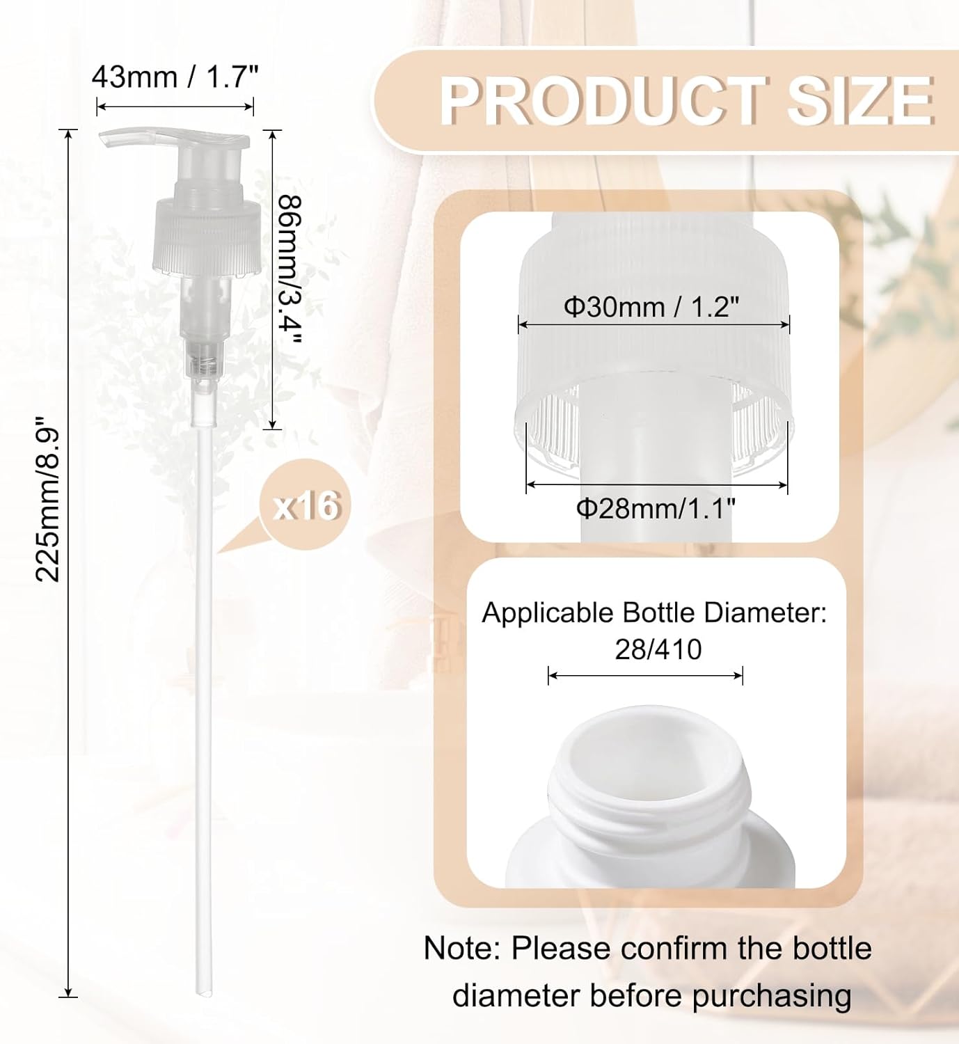 uxcell 16 Pcs Soap Dispenser Pump Heads Soap Dispensers Top Pumps Replacement Switch Pumphead for Standard 24/421 Neck Size Lotion Shampoo Bottle, Transparent