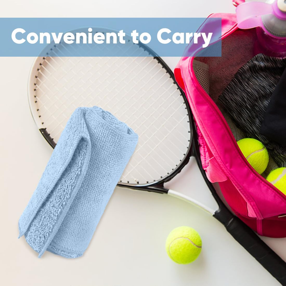 HOMEXCEL Microfiber Washcloths 12 Pack, Highly Absorbent and Soft Face Towel, Multi-Purpose Wash Cloths for Bathroom, Gym, Hotel, Spa and Kitchen, Multicolor 12x12 Inch, Blue