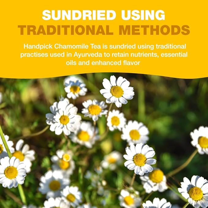 HANDPICK, Organic Chamomile Tea Bags (100 Herbal Tea Bags) Caffeine Free| Premium Floral Chamomile Herbal Tea in Eco-Conscious Teabags | Direct from Source