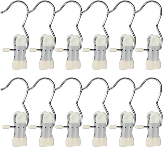 15/30Pcs Upgrade Double Head Clamp Dipped Clothespin for Laundry Hooks with Clips, Boot Holder, Hanging Clips, Portable Multifunctional Hangers Single Clip Space Saving for Jeans, Hats (30, White)