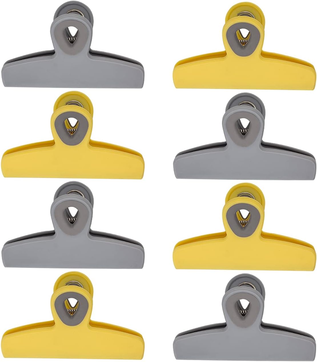COOK WITH COLOR Bag Clips - Heavy Duty Chip Clip and Refrigerator Magnet Clips for Food Storage with Air Tight Seal Grip, Yellow and Grey, Pack of 8 Large Clips