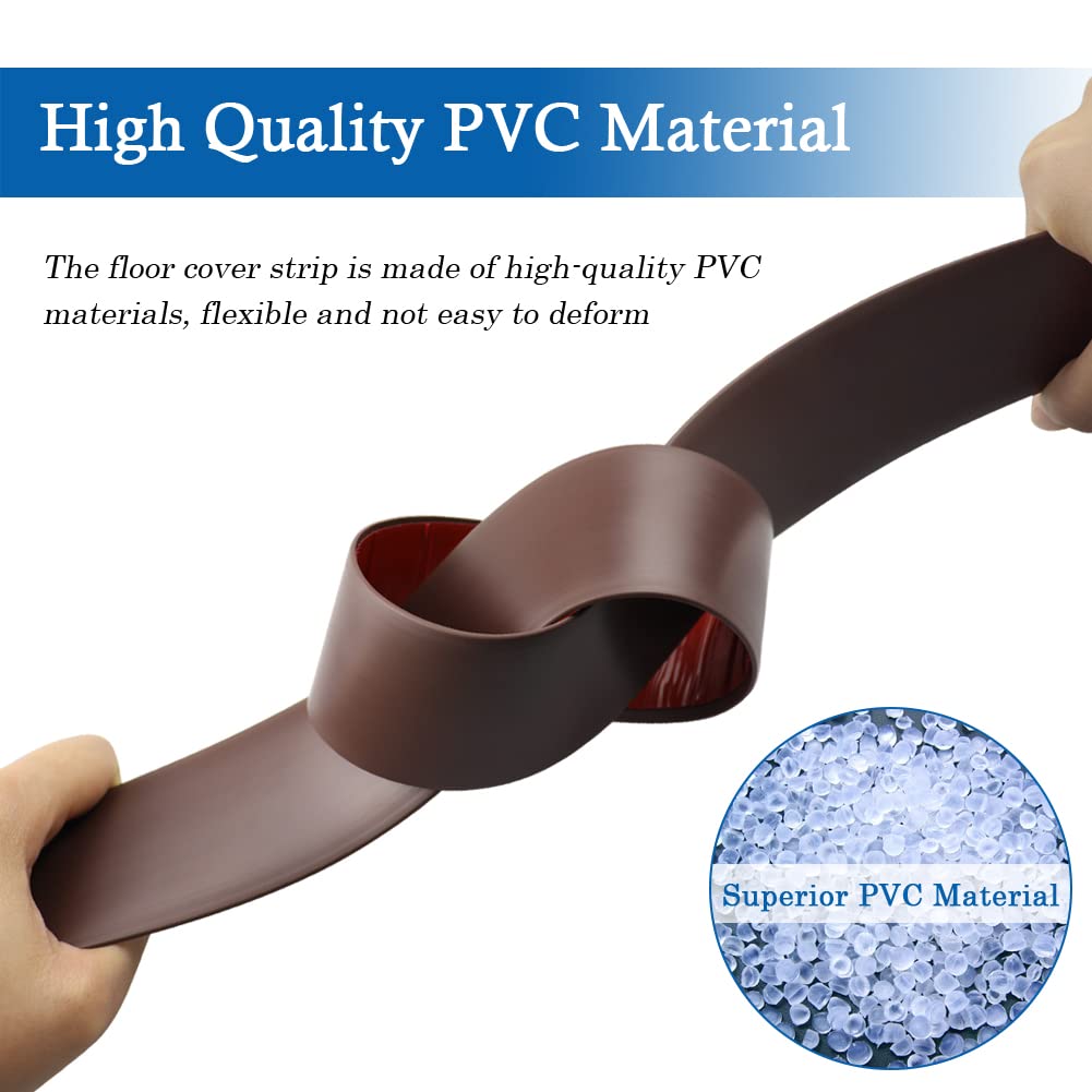 Floor Transition Strip Self Adhesive Floor Cover Strips Laminate 1.57" Wide Vinyl Flat Divider Transitions (4cm, 10Ft, Brown)