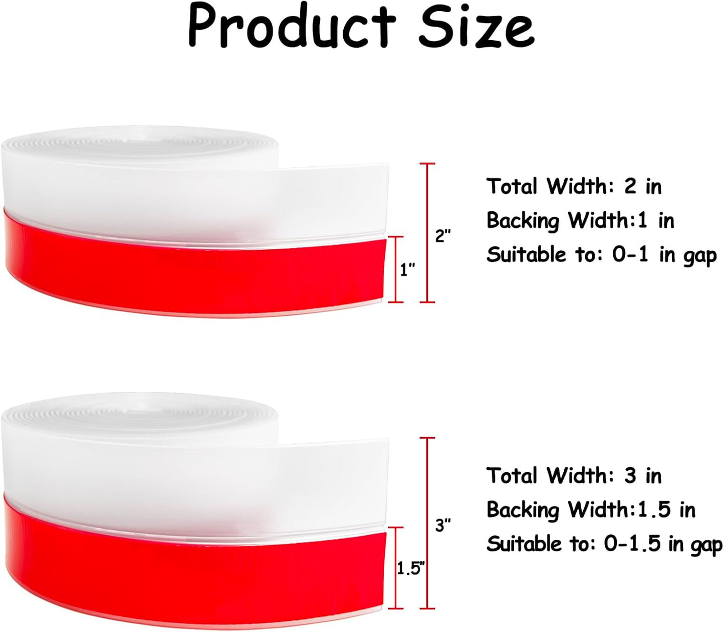 Silicone Weather Stripping, 2 inch (W) x 20 Ft (L) Door Draft Stopper Window Seal Strip for Gaps of Door & Windows, Garage Door Under Bottom, Sealing Tape Shower Doors Sweep, Transparent