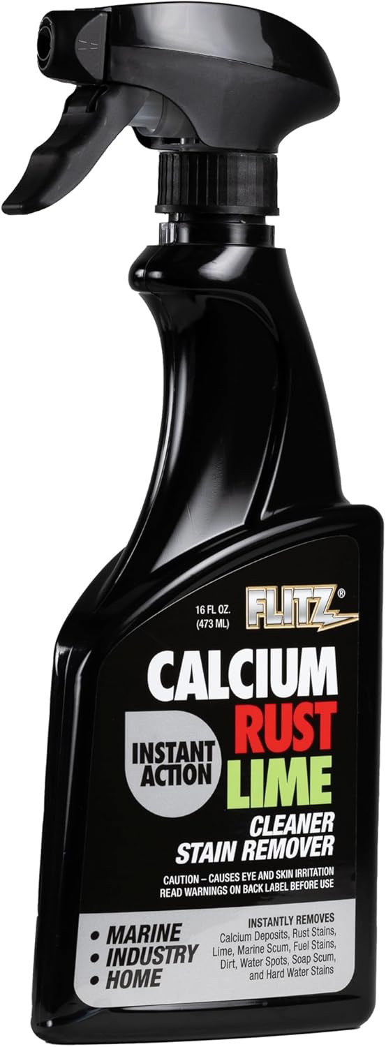 Flitz Calcium, Rust, & Lime Remover - 16oz Bottle of USA-Made Limescale Remover for Toilets, Showers, and More - Powerful Spray that Instantly Eliminates Tarnish, Grease, and Other Grime (1 Pack)
