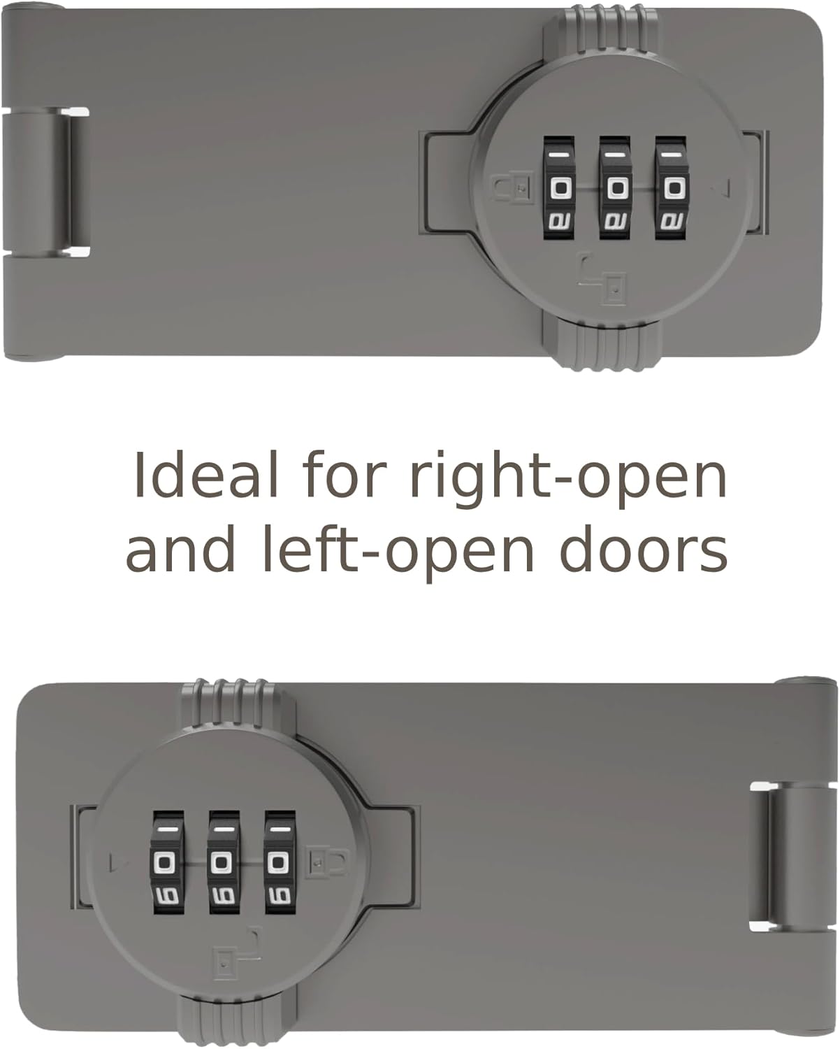 Keyless Combination Lock – 3-Digit Combination Lock for Cabinet Doors – Twist Knob Hasp Latch Lock with Password Code – Zinc Alloy Cabinet Door Latch for Kitchen Drawers, Cabinets, Cupboard (Grey)