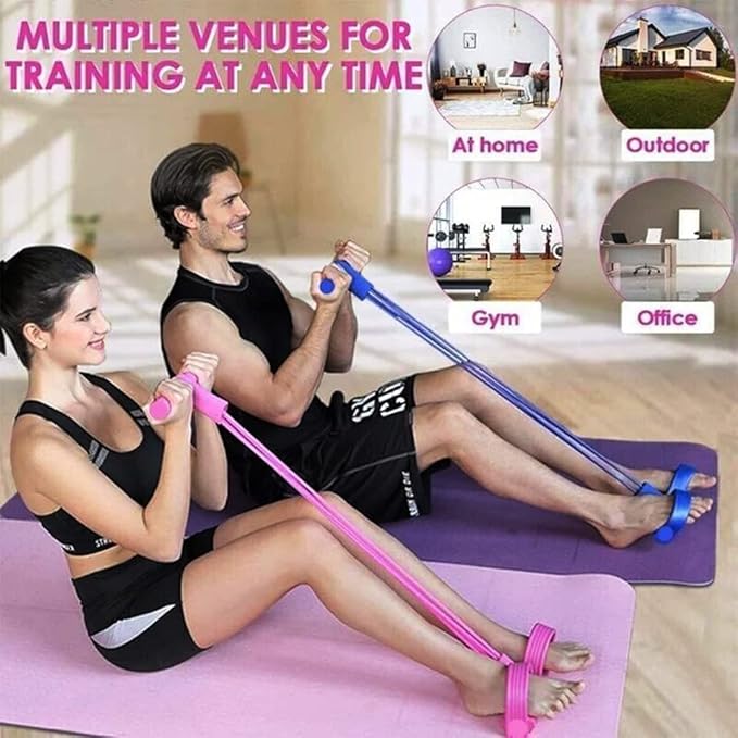 21 Fitness Resistance Bands - 4 Tube Pedal Ankle Puller, Yoga Handle Bands Exerciser Multifunction Trainer Tension Rope for Body, Abdomen, Waist, Arm, Tummy Exercise Stretching Training ( Color : Ash