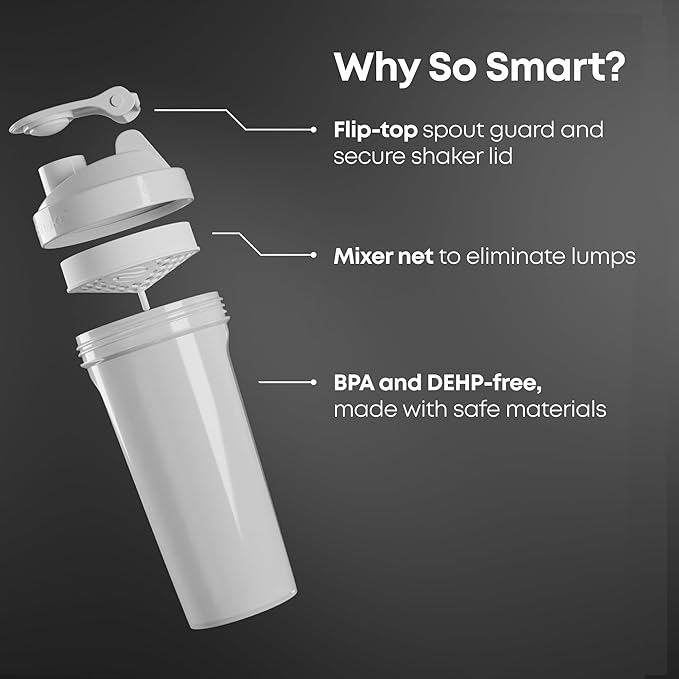 Smartshake Lite 4-Pack Protein Shaker Bottle 1000 ml | 34 oz - Leakproof Screw-on Lid - BPA Free – Unisex - Mist Gray, Army Green, Black, Navy Blue