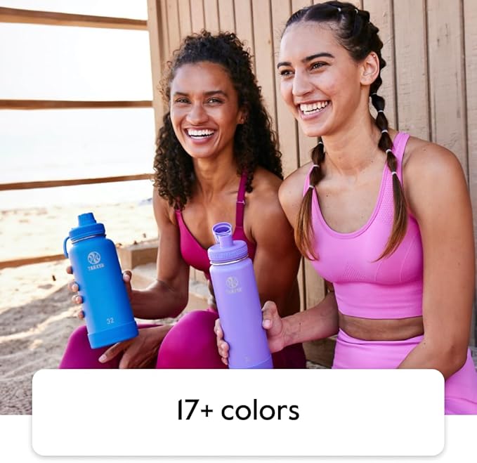 Takeya Actives Water Bottle with Spout Lid - Bottle with Double Stainless Steel Insulation - Dishwasher Safe & BPA-Free - Bottle with Spout Lid & Removable Bumper - 24 oz, Cucumber