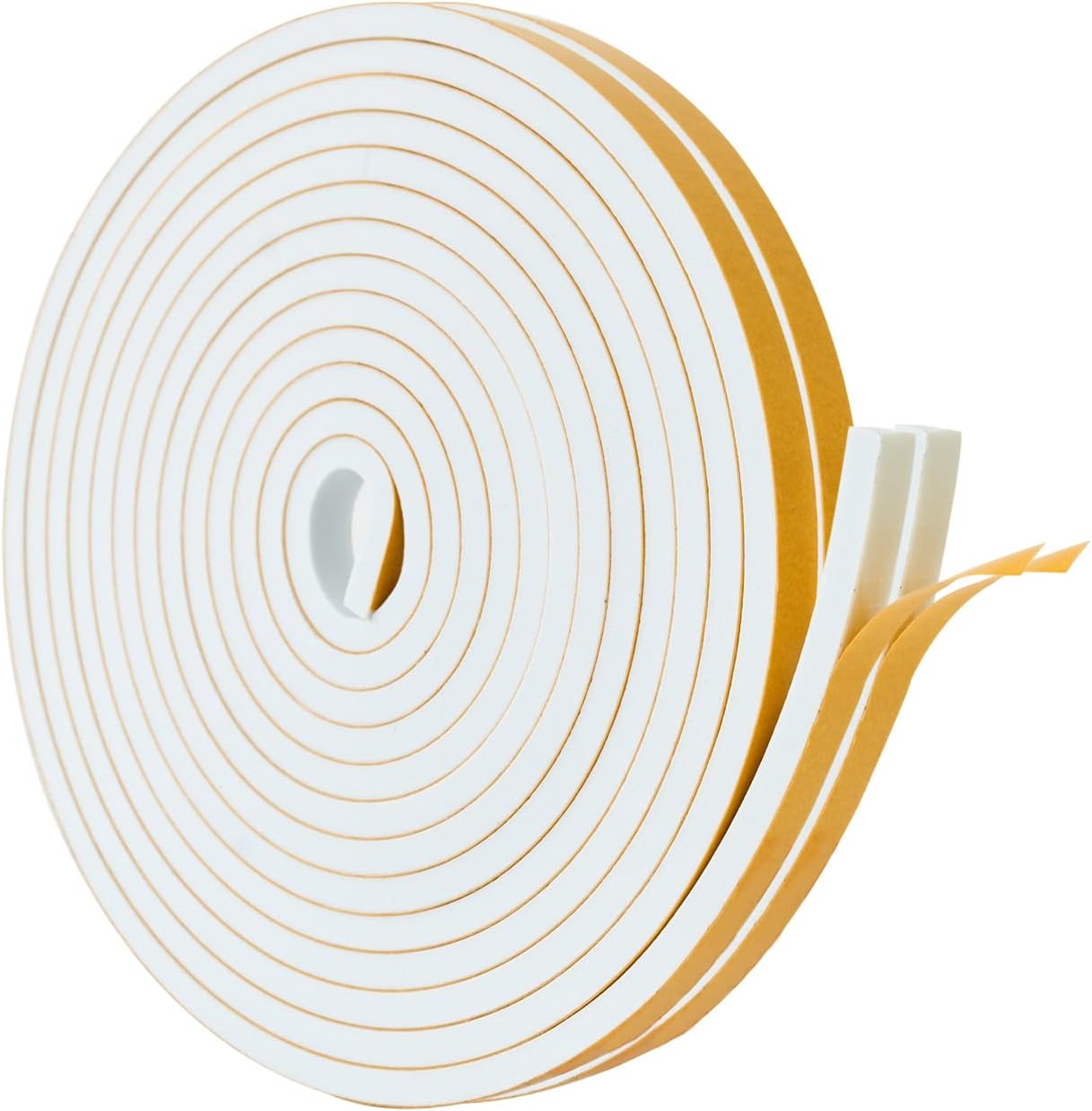 High Density Foam Weather Stripping Door Seal Strip Insulation Tape Roll for Insulating Door Frame, Window, Air Conditioner | Self Adhesive Sealing Weatherstrip (White, 1/2 in x 1/4 in 30 Ft)