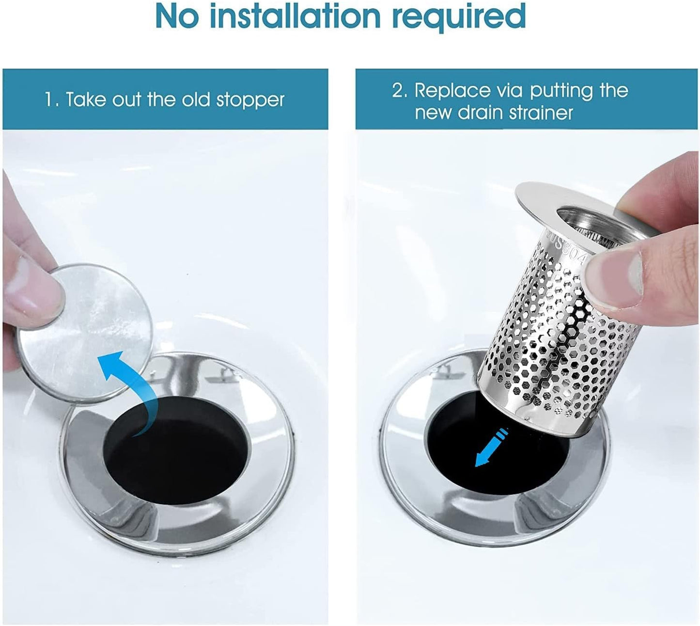 Hair Catcher Shower Drain, Bathtub Drain Cover, Deep Stainless Steel Sink Strainer for Bathroom Sink Bathtub Shower Floor Drain, Fit Hole Size from 1.25in to 2.17in(3-Pack)