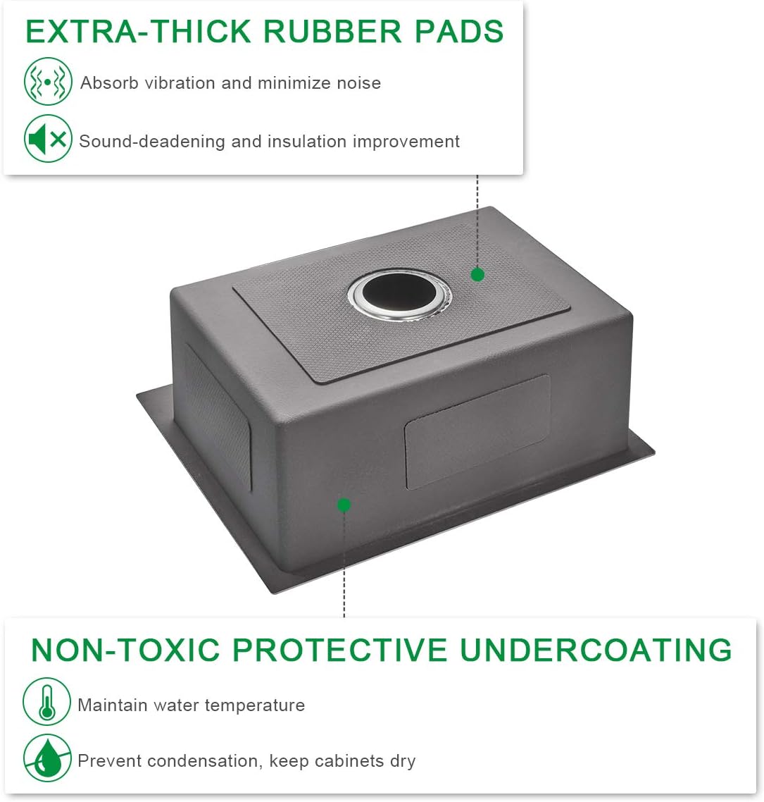 24x18 Inch Kitchen Sink Drop In, Premium T-304 Grade Stainless Steel Sink, 9" Deep Single Bowl with Brushed Finish, R10 Tight Corner,Topmount with 2 Holes, for Modern Kitchen/RV Sink