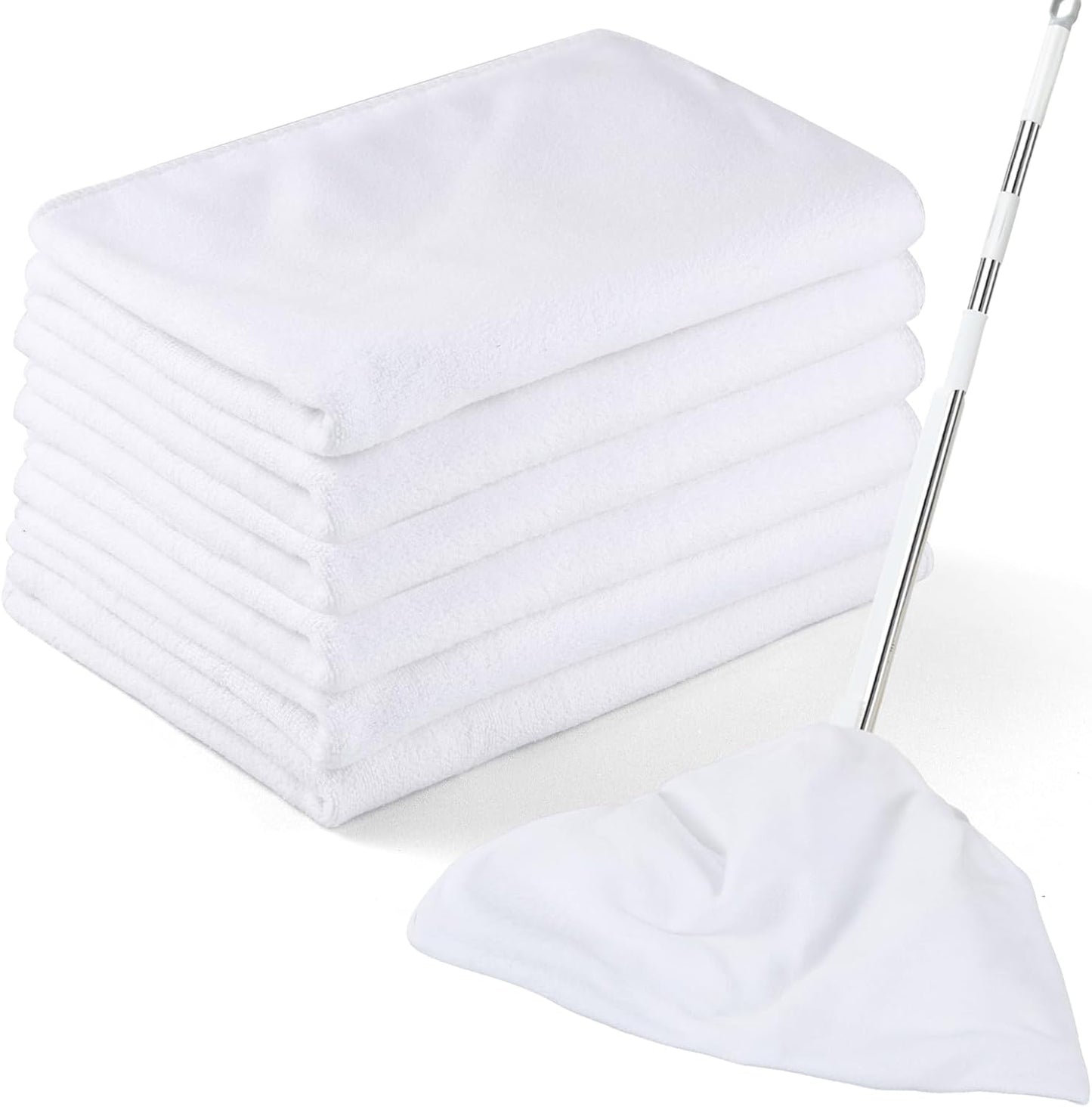 6 Pack Extra Large Microfiber Cleaning Cloths 20"x30", Lint-Free Reusable Towels for Home, Glass, Windows, Office, Kitchen, Bathroom – White