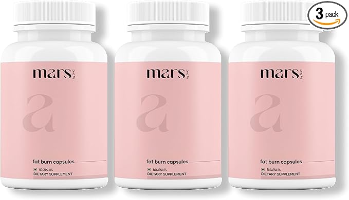 Mars Fat Burn Capsules with Psyllium Husk, Moringa & Dandelion Root – Herbal Blend for Active Routine (Pack of 3)