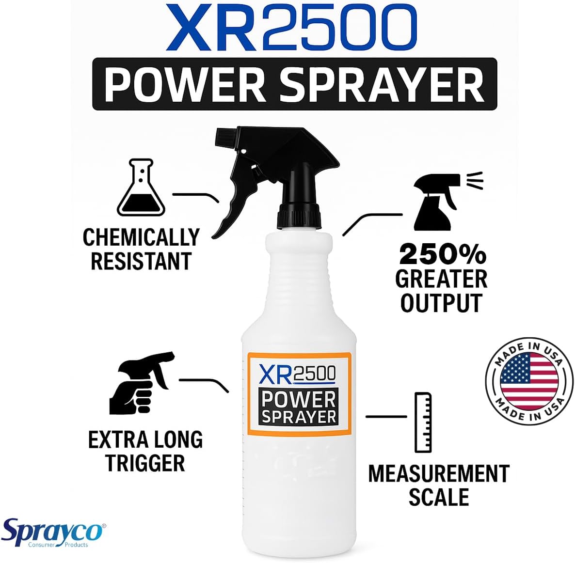 Sprayco 32oz Chemical Resistant Spray Bottle – Adjustable Nozzle, Built-in Dilution Scale, Heavy Duty Plastic, All-Purpose Cleaning, Gardening, Car Detailing, Plant Mister
