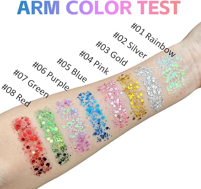 Mysense Gold Body Glitter Stick,Mardi Gras Accessories,Sparkling Face Hair Glitter,Mermaid Sequins Chunky Glitter Face Paint,Singer Concert Outfit Festival Rave Accessories for Women and Kids