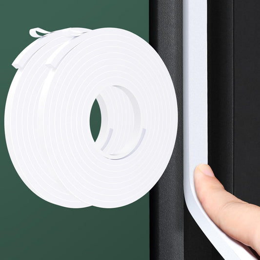 Weather Stripping Door Seal White,1/2Inch Wide X 1/4 Inch Thick,Air Conditioner Window Seal,Self Adhesive Foam Tape High Density Foam Sealing Strip,Soundproof Foam Tape Roll,2 Rolls Total 32.8Ft