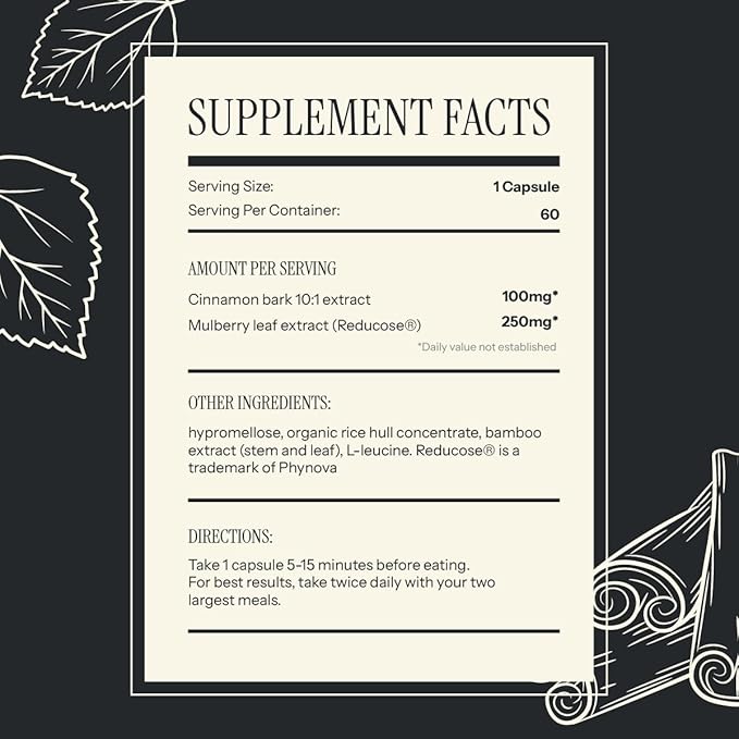 Dept. Of Reduction – White Mulberry Leaf & Cinnamon – Supports Healthy Carbohydrate Metabolism, Digestive Balance & Post-Meal Energy – 60 Vegan Capsules - Department of