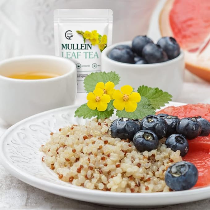 Mullein Leaf Tea Bags - Lungs Cleanse and Respiratory Support, Herbal Teas, Caffeine Free, 30 Tea Bags