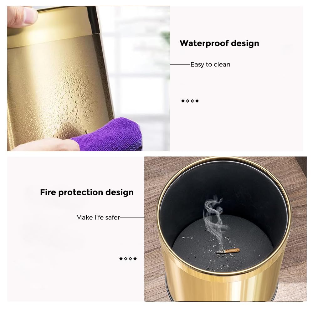 14L/2.6GAL，Gold Bathroom Trash can,Brushed Brass Garbage can,Small Gold Wastebasket for Bathroom,Office,Hotel,Restaurant(Gold14)