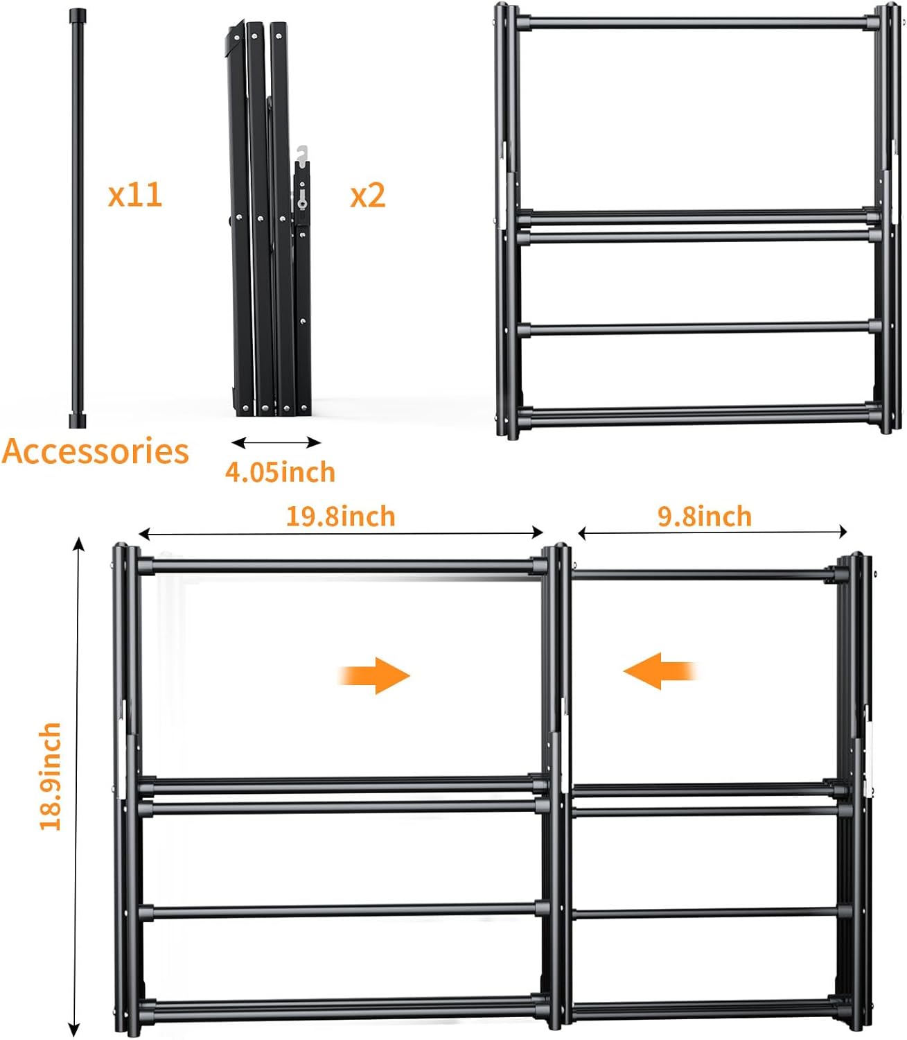 3 Tier Clothes Drying Rack, Foldable Drying Rack Clothing,Indoor & Outdoor Laundry Rack for Drying Clothes,Space-Saving Design, Small Collapsible Portable Dry Rack-Pure Black