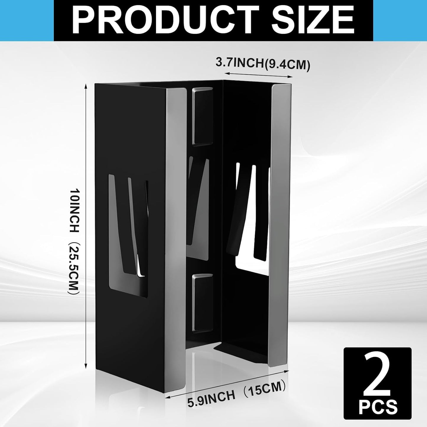 Lounsweer 2 Pcs Magnetic Glove Dispenser Holders Wall Mount Boxes of Gloves Commercial Quality Towels Wipes Paper Tissue Box Holder Kitchen Fridge Office Workshops Garage Tool Hospital(Black)