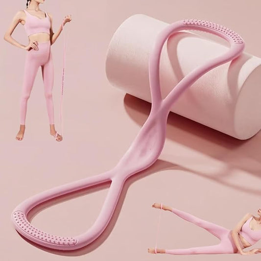 Resistance Bands, Figure 8 Exercise Bands for Women Men, 8 Shaped Resistance Rubber Band for Arms, Back, Shoulder Stretch with Handles, Gift for Sports Lover, Portable（25lb Pink）