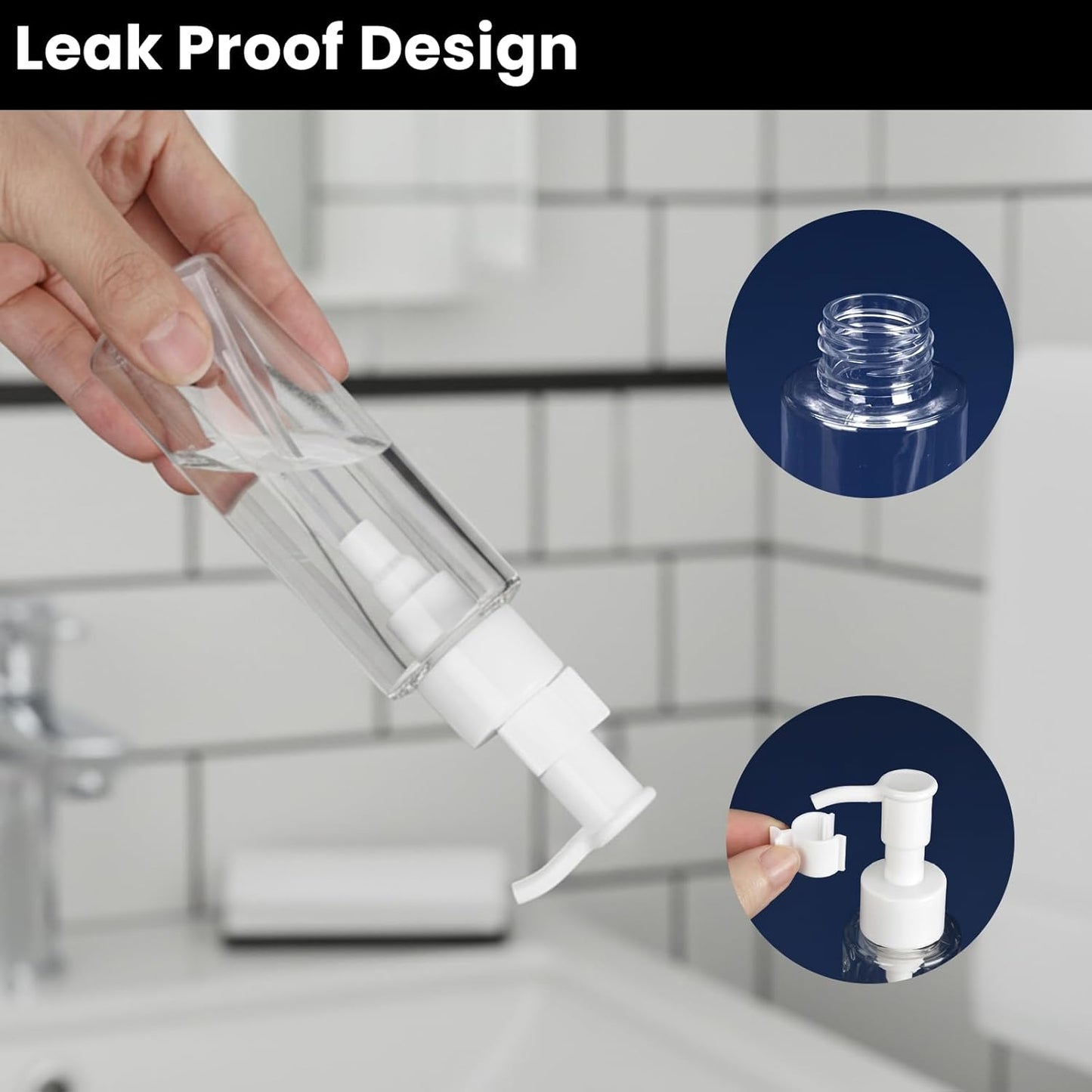 10 Pack 3.4 Oz/100ml Travel Pump Bottle TSA Approved Empty Plastic Pump Bottles Dispenser Portable Refillable Container Clear Lotion Dispenser Bottle for Shampoo Shower Gel