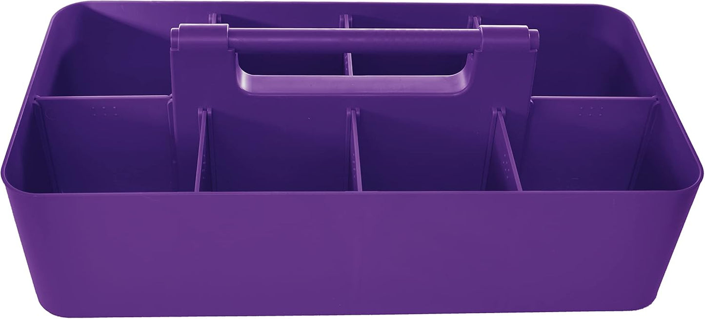 2 PACK Portable DIY 8 Dividers Durable Plastic Tote Tool & Supply Cleaning Caddy with Handle Made In USA (Royal Purple)