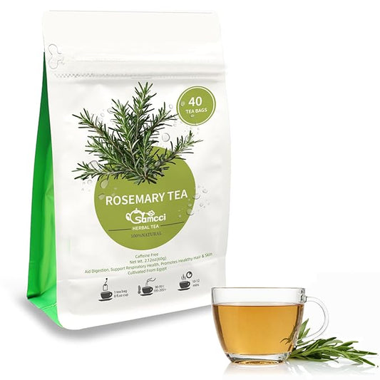 Samcci - Rosemary Tea, 40 Teabags, 1.5g/bag - Pure Dried Rosemary Leaves Tea Bags- Cultivated From Egypt - Non-GMO - Caffeine-free - Support Respiratory Health & Support Hair Growth