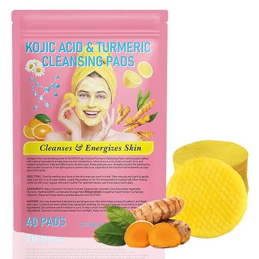 Turmeric Cleansing Pads for Face: Facial Scrub Cleansing and Exfoliation Makeup Remover Wipes 40PCS